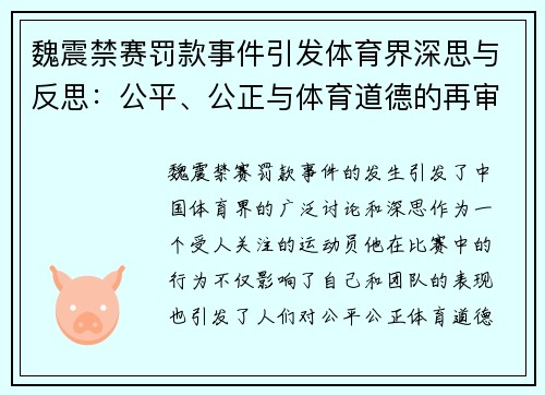 魏震禁赛罚款事件引发体育界深思与反思：公平、公正与体育道德的再审视